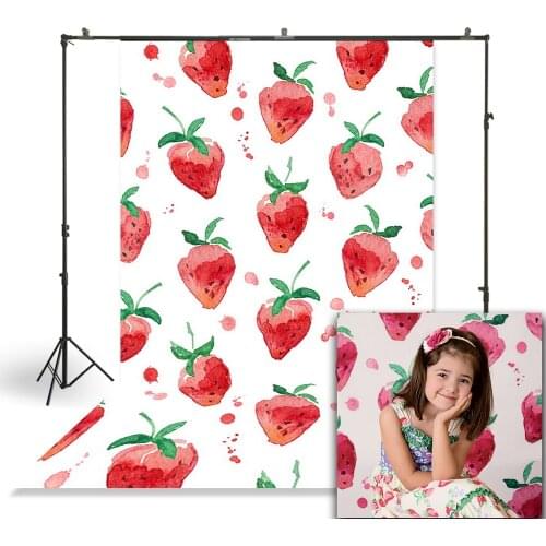 HUAYI Photography Backdrop Newborns Child Baby Birthday Photobooth Background Watercolor Painted Strawberry Photo BackdropD-6444