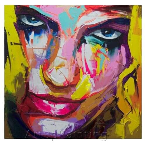Francoise Nielly canvas face potrait Oil Painting caudros decor Palette knife hand painted wall art pictures for living room