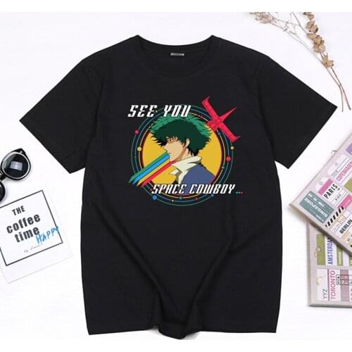 Childhood Memory Cowboy Bebop Anime T-shirt for Women Three Two One Lets Jam Printed Tops O-neck Loose Hip Hop Korea Style Tees