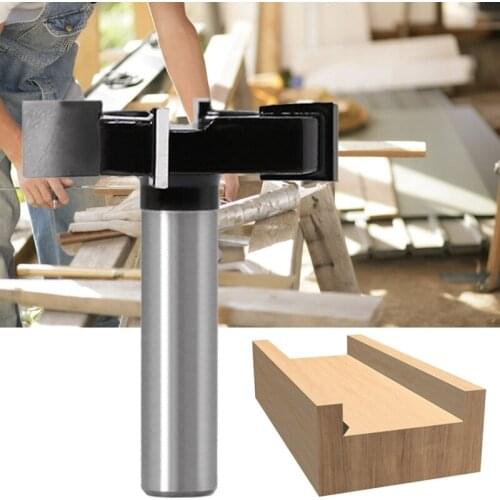 12mm 1/2" Shank Wood Milling Cutter Planing Adapter Collet Surfacing Flattening Router Bit T-blade Slab Woodworking Tool