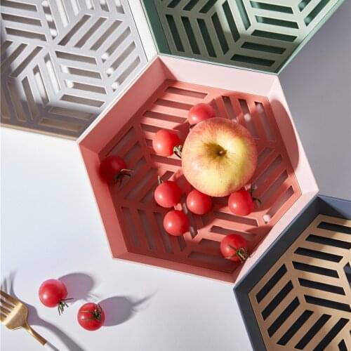 Ceramic Plate Fruit Plate Storage Serving Plate Sets Serving Tray Nordic Simple Hexagonal Dried Decor Dish Kitchen Organizer