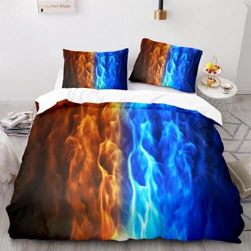 Colorful Flame Bedding Set Single Twin Full Queen King Size Ice And Fire Blaze Bed Set Children Kid Bedroom Duvetcover Sets 030