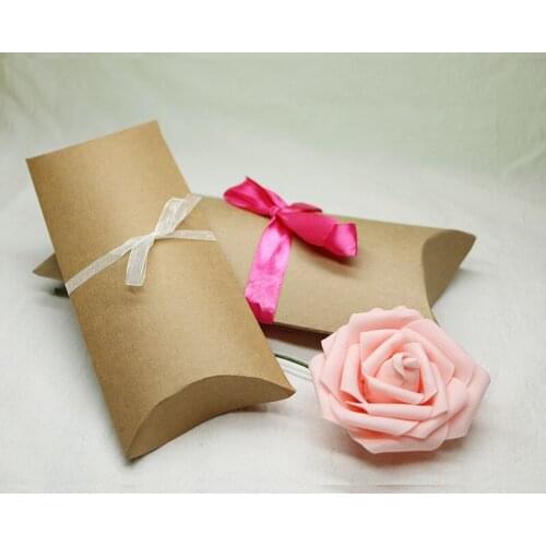 20*10*4cm large kraft pillow boxes for scarf packaging, pillow shape gift boxes for wedding