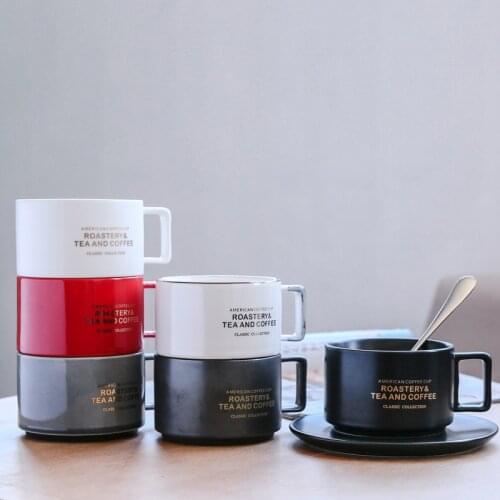 Creative American coffee cup saucepan European Cup set ceramic couple gifts 300ML