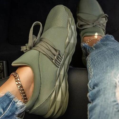 Women Vulcanized Shoes Casual Breathable Non Slip Ladies Sneakers Lace Up Mesh Female Walking Shoes Flat Platform Woman 2021