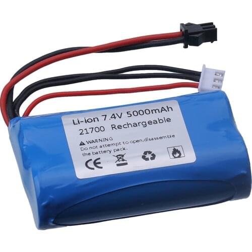 7.4V 5000mah li-ion battery For WPL MN99S D90 U12A S033g Q1 H101 Rc Boats Cars Tanks Drones Parts 2S 7.4 V 21700 battery