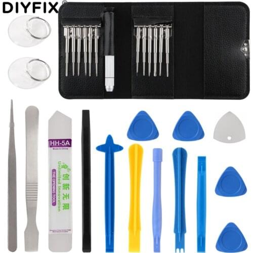 DIYFIX Mobile Phone Screen Opening Repair Tools Kit Screwdriver Tweezers Pry Disassemble Tool Set for iPhone Samsung vivo Huawei