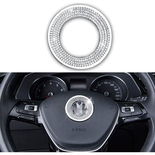 Crystal Diamond Steering Wheel Bling Emblem Sticker for VW Jetta Passat Golf Tiguan Arteon Atlas Volkswagen Polo 4 5 6 7 Golf T5