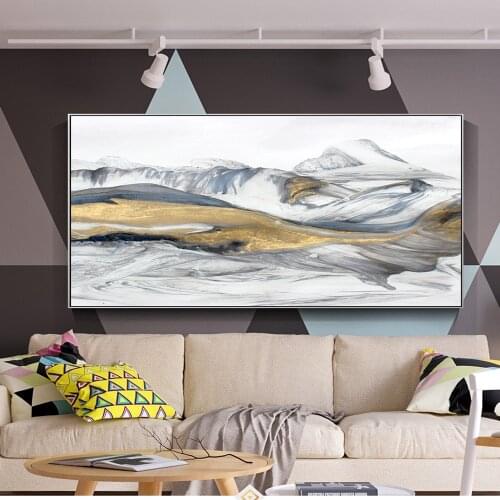 Mountain Abstract Canvas Prints Modern Pop Art Wall Paintings Print On Canvas Posters And Prints Golden Landscape Wall Pictures