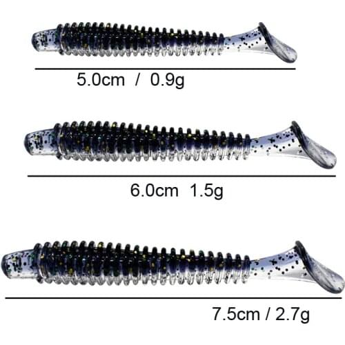 2021 New 5cm 6cm 7.5cm T bait lure Worm Soft Bait Wobblers Carp Fishing Soft Lures Silicone Artificial Double Color Baits