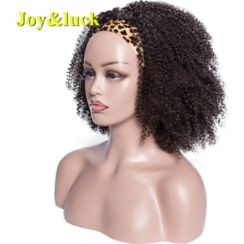 Joy&luck Turban Wig Wrap and Wig Linked Headband Wigs Short Afro Kinky Culry Synthetic Head Wrap Wig for African Women