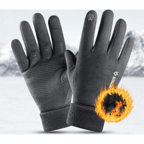 Winter Gloves For Men Windproof Warm Thick Business Mens Gloves Skin-friendly Touch Screen Gloves Night Riding Reflective Sign