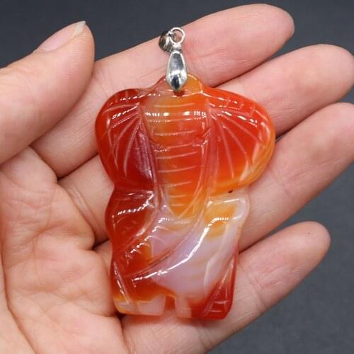 Natural Agates Pendants Charms Stone Elephant Shape Pendants DIY for Necklace or Jewelry Making Size 38x50mm