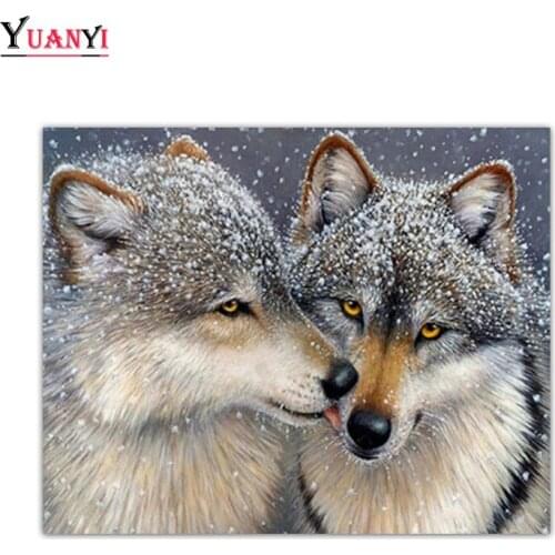 Full Square Diamond painting Cross stitchWolf Full Round Diamond mosaic 5D DIY Diamond embroidery Snow wolf
