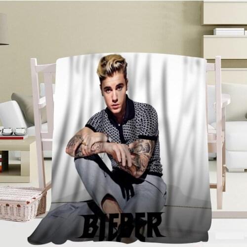 Custom Justin Bieber Blankets Travel Sofa Coral fleece fabric Blankets Soft Fluffy Warm Sofa Bed Throw Blanket More Size
