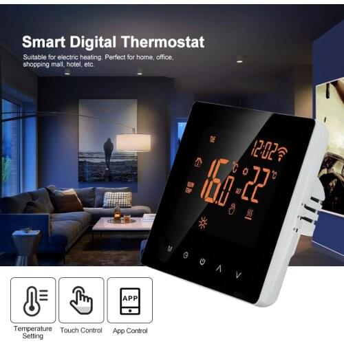 Screen Programmable Wifi Wireless Heated Digital Smart Thermostat LCD Screen Home Temperature Controller Phone App Control