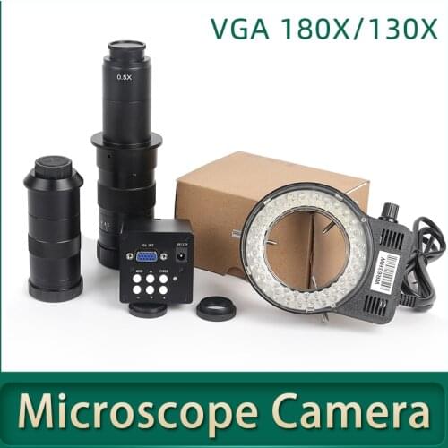 Industry Video Microscope Camera Set 4MP VGA HD 30FPS With 180/130-x C Interface Zoom Lens And LED Light For Phone Chip Repair