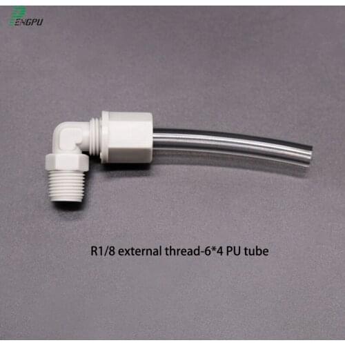 R1/8 Plastic Male Connectors/joints Plastic Fittings Connects to 6*4 PU tube or Silicone Tube Corrosion Resistant 90 degree