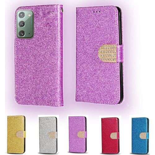 Luxury Glitter Diamond Flip Leather Wallet Phone Case For Samsung Galaxy Note 20 Stand function Phone cover card slot