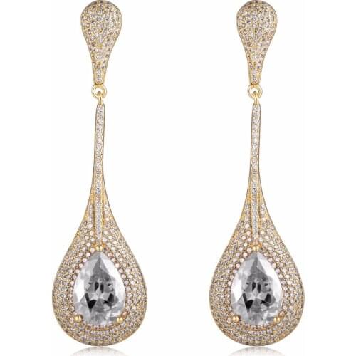 GrayBirds Two Colors New Fashion Luxury Earring For Women Lead Free Gold-color AAA Cubic Zirconia Water Drop Earrings LE010