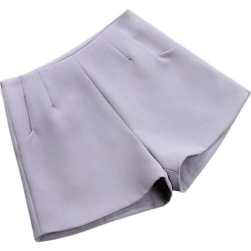 Summer Casual Women Straight Shorts High Waist Pockets Solid Color Suit Shorts Short Pants for Office Fashion Shorts