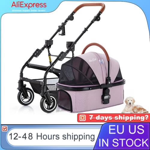 Pet Dog Cart Trolley Luxury Dog Carrier Strollers BreathableTravel Outdoor Stroller Pushchair Separation Four-Wheeled Folding