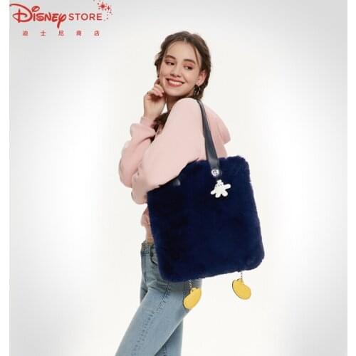 New Disney Fashion Mickey Cartoon Bag Large Capacity Plush Tote Bag Women Shoulder Bag Festival Gifts