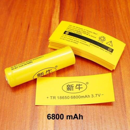 100pcs/lot Lithium battery package special heat shrinkable tube 18650 battery PVC plastic insulation shrink film 6800MAH