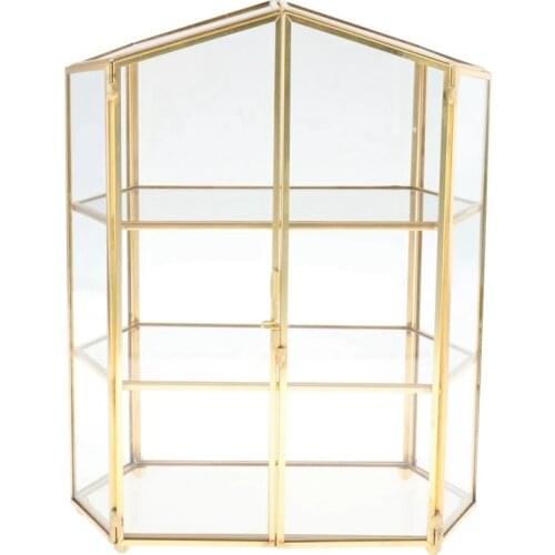 Vintage Clear Glass 3 Tier Display Box Jewelry Storage Organizer Display Case for Dressing Table Decoration Storage