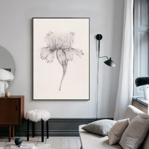 Vintage Black and White Flower Wall Art Poster Decorative Picture Modern Wall Art Canvas Paintings Home Decor
