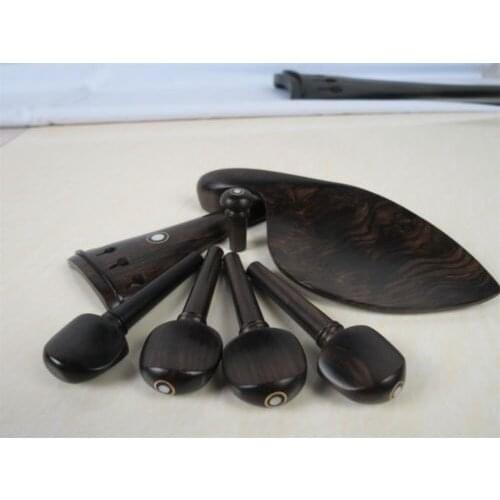 High quality 2 sets natural violin ebony fittings 4/4