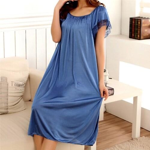 Ladies Homewear Evening Sleepwear Lace Patchwork Long Nightdress Casual Sexy High Quality Comfortable Ladies Sleepwear