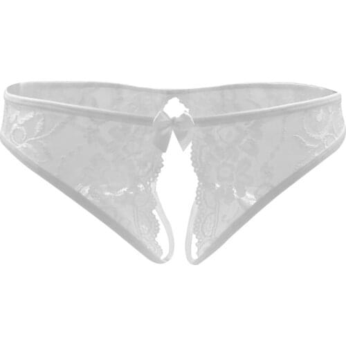Women Sexy Lingerie Erotic Sexy Panties Open Crotch Porn Lace Underwear Crotchless Underpants Sex Wear Briefs With Bow Front Hot
