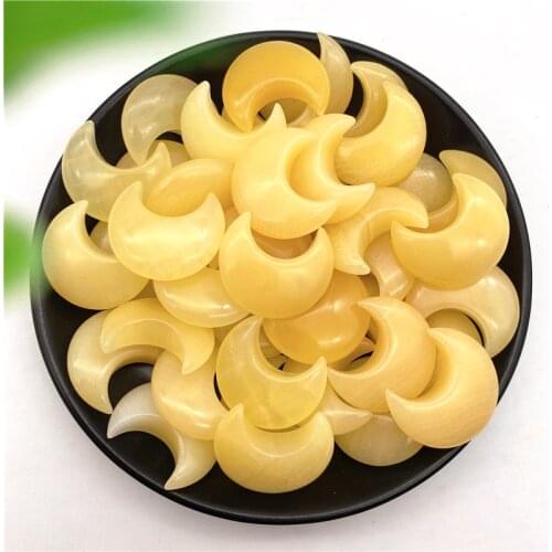 1pc Natural Yellow Topaz Moon Shaped Gemstone Healing Crystal Specimen Polished Stones Natural Stones and Minerals