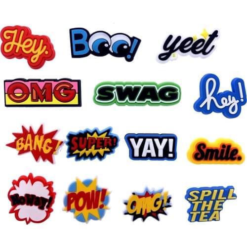 10PCS/Set New Arrival Letter English Phrases Icon PVC Flat Back Cute Cartoon Components For DIY Scrapbook Phone Case Jewelry