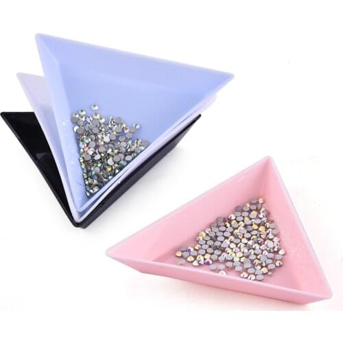10Pcs Triangle Plate Tray Rhinestone Holder DIY Nail Art Decoration Dotting Tool New