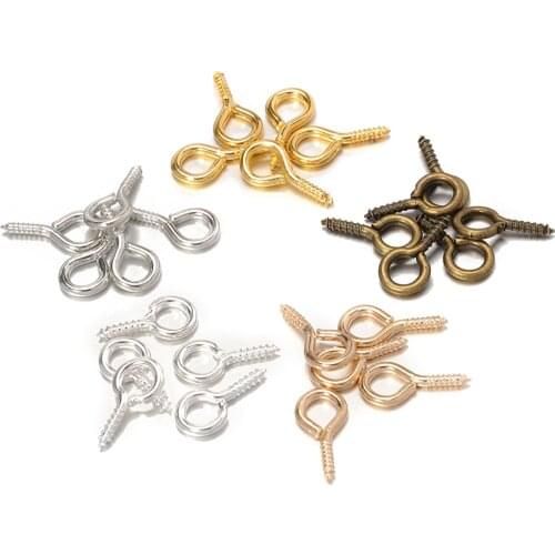 200pcs Metal Small Eye Hook Screw Pins Tiny Eye Pins Gold Silver Clasp Hooks Connector For Handmade DIY Jewelry Making Findings