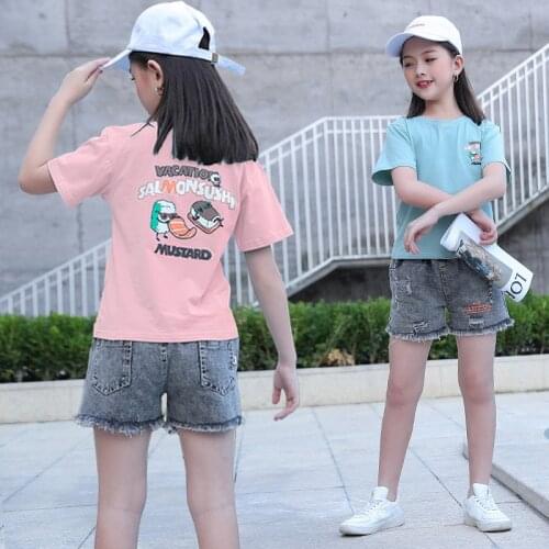 2021 Summer Girls Clothes T-shirts+Shorts 2pcs Fashion Children Clothing Sets Outfit Teens Clothes Kids Suit 5 6 7 8 10 12 Years