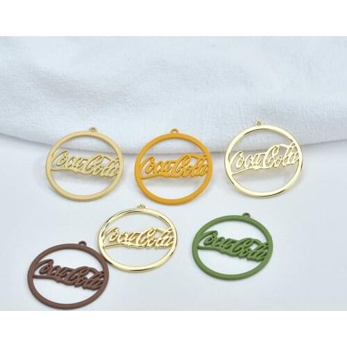 30pcs/lot color 35mm round/ shape alloy Spray paint charms handmade diy jewelry cola earrings/necklace pendants accessory