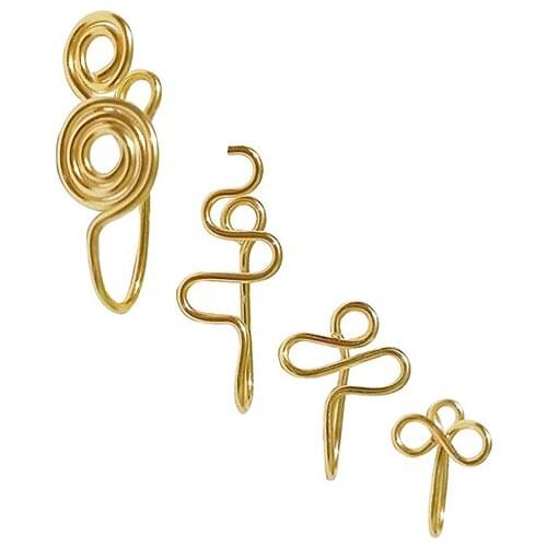 4PCS Fake Nose Ring Stainless Steel Rose Golden Snake Shaped Indian Popular Body Fake Piercing Jewelry Summer Gift