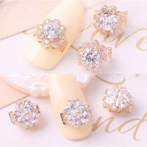 5pcs hot Curved bottom 3D metal Nail art jewelry luxury zircon crystal series Nails Accessories Manicure Charms nail supplies