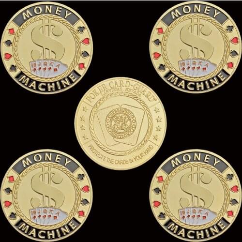 5PCS Royal Straight Flush Entertaining 3D Poker Chip Colorful Casino Metal Coin W/ Coin Capsule