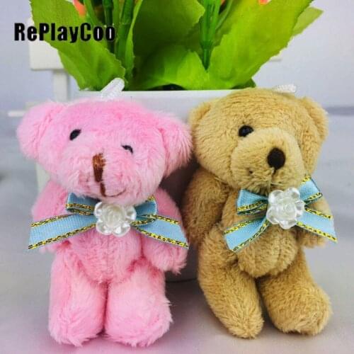 50/100PCS Mini Teddy Bear Stuffed Plush Toys 8cm Small Bear Stuffed Toys pelucia Pendant Kids Birthday Gift Party Decor DMX020