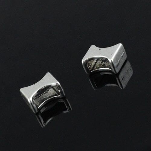 50pcs Silver Tone Slider Flat Tube Knot for Bracelet Necklace Cord Beads Watch Chain Beads DIY Accessory 9x7mm Hole:6x3mm K04314