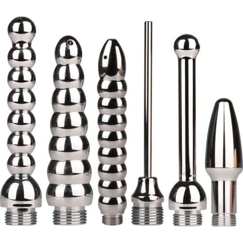 Anal Douche Shower Cleaning Enemator Enema Metal Anal Cleaner Butt Plugs Tap Tool 6 Styles Head
