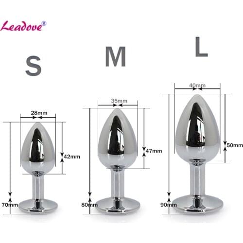 Round Shape Stainless Steel Anal Butt Plug S/M/L Size with Colorful Crystal Jewelry Anal Sex Toys for Adult Female Sex Products