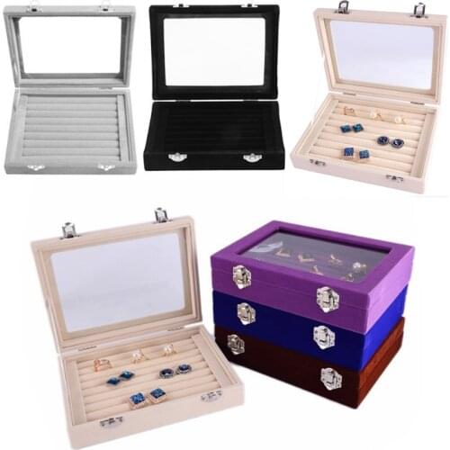Luxury Velvet Size Ring Jewelry Box Glasses With Lid Ring Storage Box Stand Earring Box Earring Jewelry Accessories Display Rack