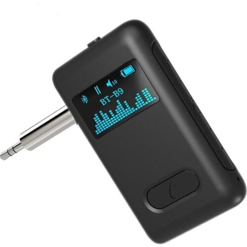 Wireless Bluetooth 5.0 Audio Receiver 10m Operation Range AUX Car Headphone Sperakers OLED Wireless Audio Receiver Transmitter