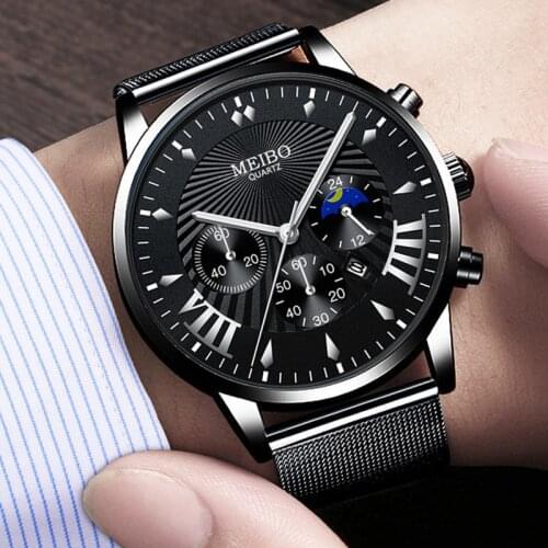 Fashion Men Watches Luxury Male Elegant Ultra Thin Watch Men Business Stainless Steel Mesh Quartz Watch Relogio Masculino Hot