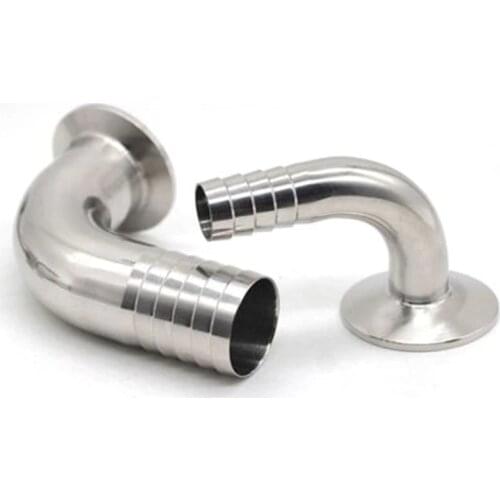 CK 19/25/32/38/51/63/76-108mm OD SS304 Sanitary Hose Barb Pipe Fitting 1.5/2/3/4" Tri Clamp 50.5-119mm Ferrule 90 Degree Elbow